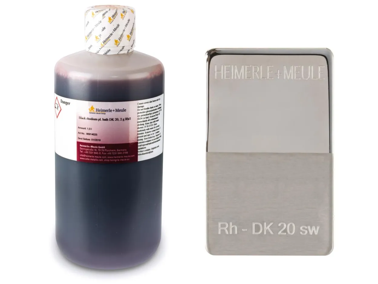 Heimerle + Meule Black Rhodium Plating Solution Ready Mix 1 Litre 2g Rh/l UN3264