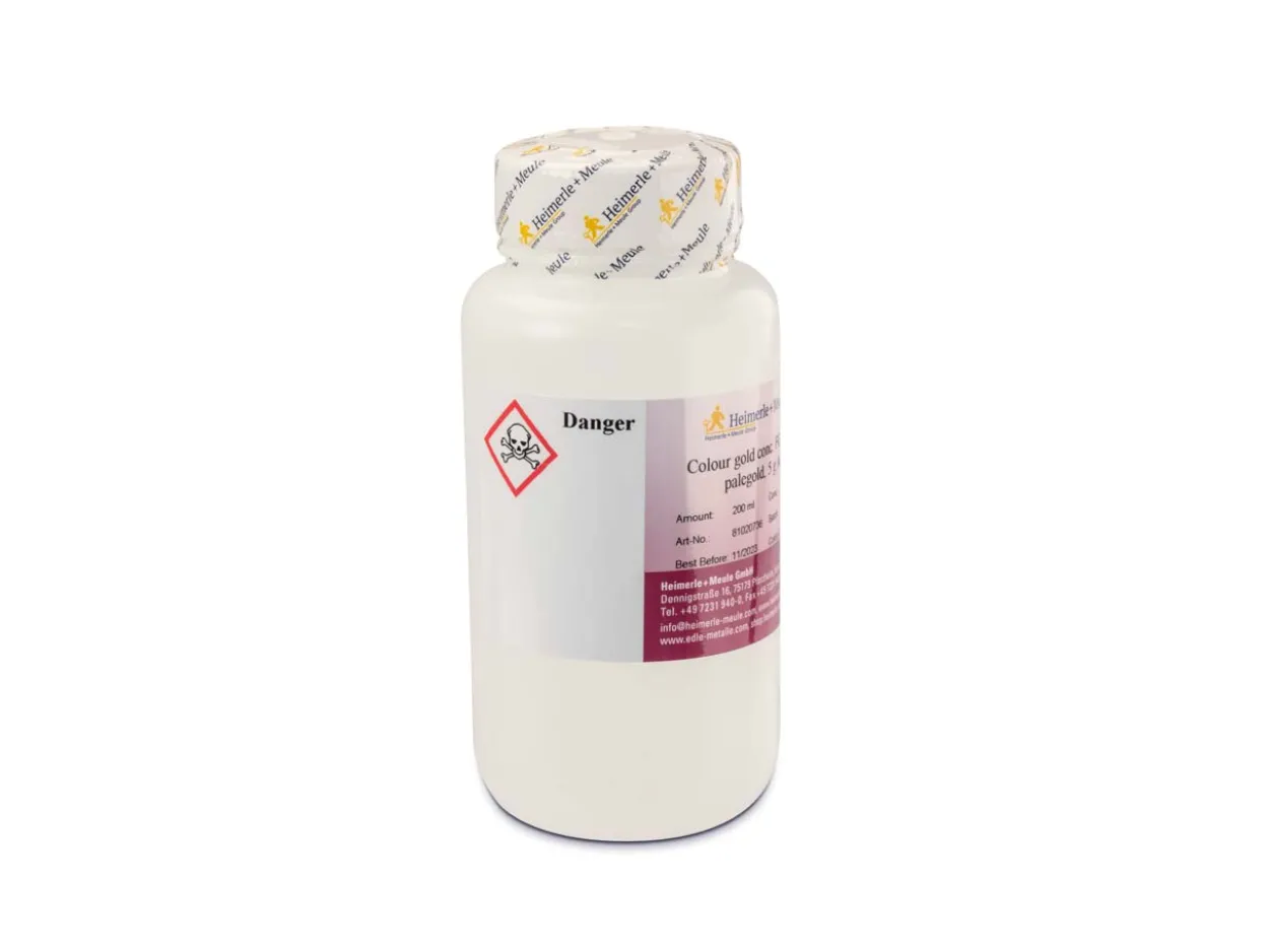 Heimerle + Meule Gold Plating Concentrate Fg 300 Rt Flash ,Pale Yellow, 1g Au/200ml, 200ml, Un1935