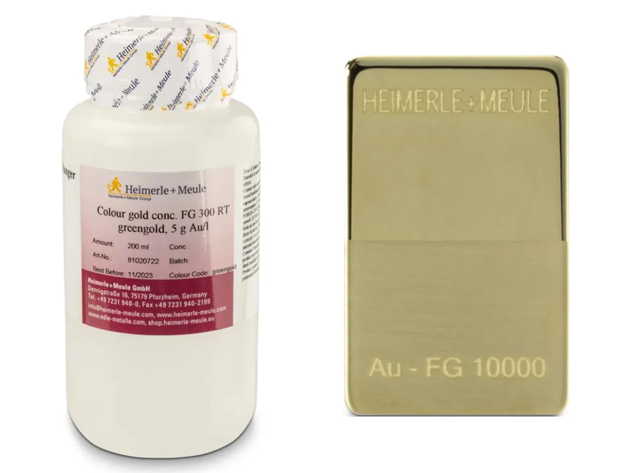 Heimerle + Meule Gold Plating Concentrate Fg 300 Rt Flash , Green, 1g Au/200ml, 200ml, Un1935