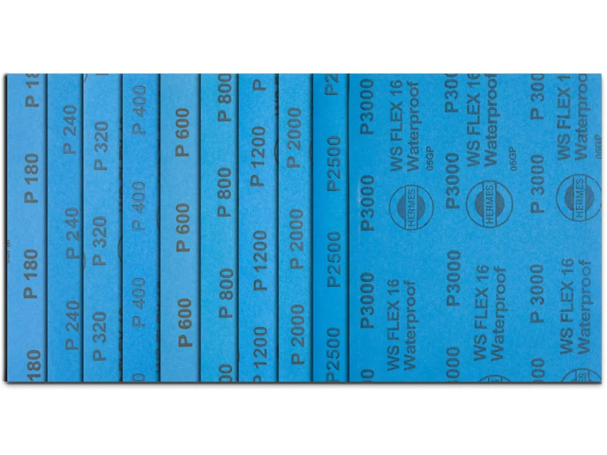 Hermes WS FLEX Wet And Dry Paper, Assorted, 180-3000 Grit, Pack of 20