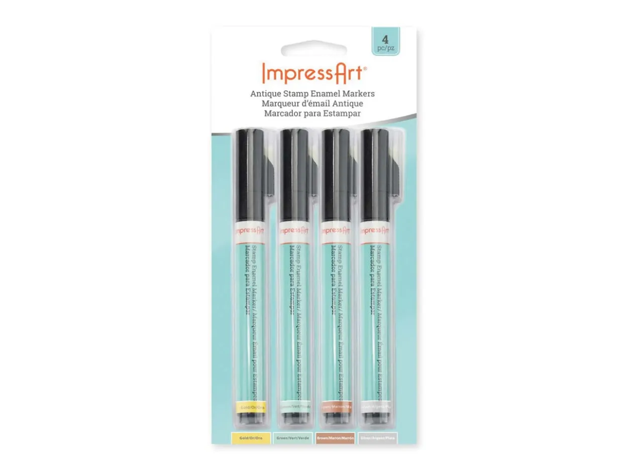 ImpressArt Stamping Pack of 4 Colours Antique Enamel Marker Pen
