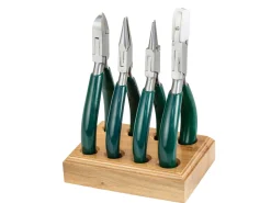 Jewellers Pliers Set With Wooden Holder, 4 X 140mm Pliers