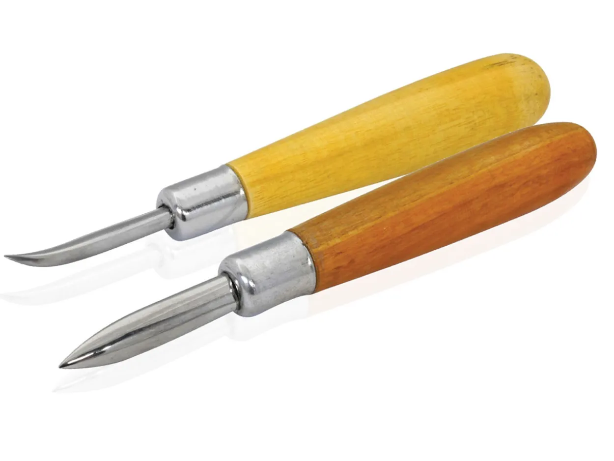 Jewellers Stone Setting Burnisher Tools, Curved And Straight Burnishers, Set Of Two