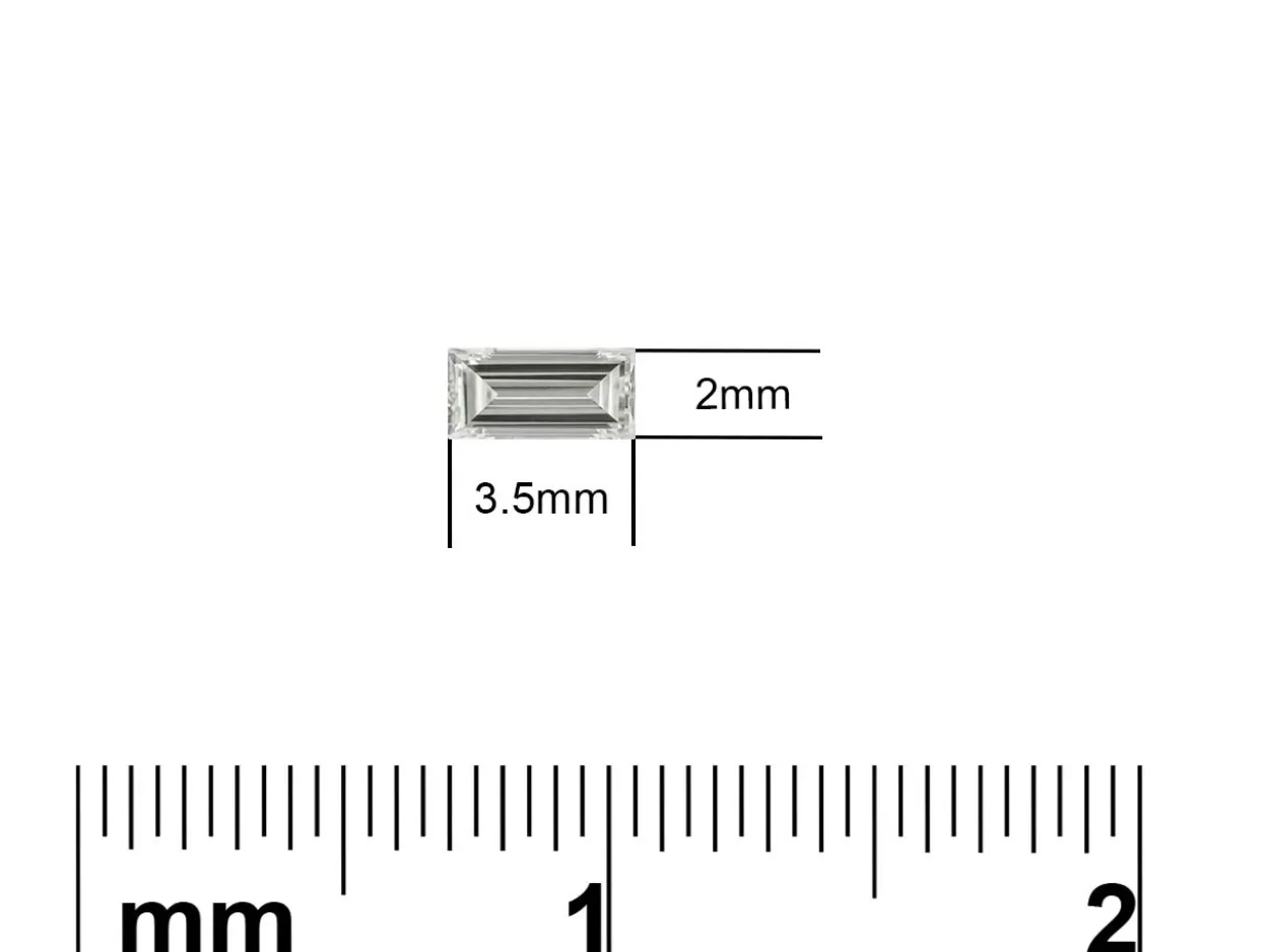 Lab Grown Diamond 0.10ct, Baguette Cut, D Colour Vs Clarity, 3.5x2mm