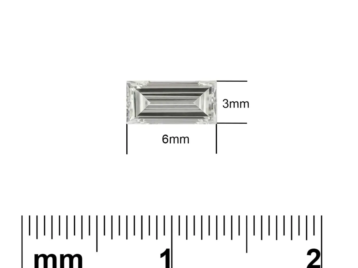 Lab Grown Diamond 0.40ct, Baguette Cut, D Colour Vs Clarity, 6x3mm