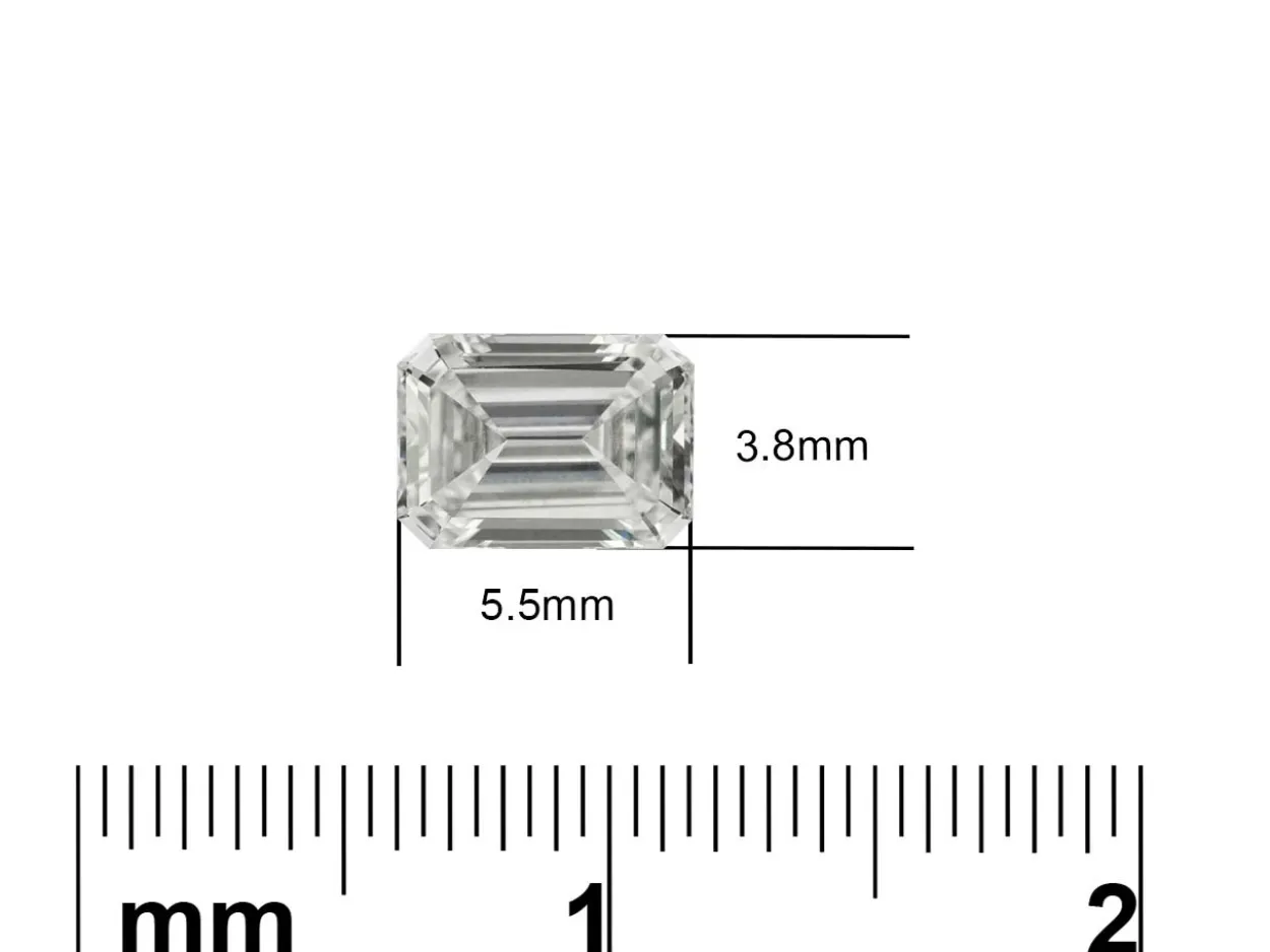 Lab Grown Diamond 0.50ct, Emerald Cut, D Colour Vs Clarity, 5.5x3.8mm