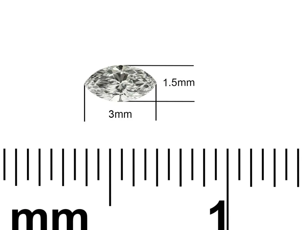 Lab Grown Diamond 0.04ct, Marquise Cut, D Colour Vs Clarity, 3x1.5mm