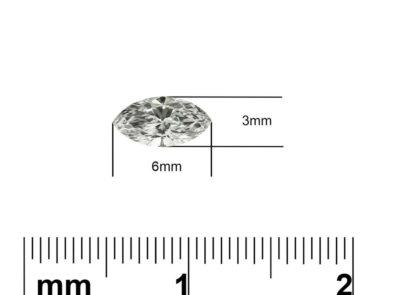 Lab Grown Diamond 0.20ct, Marquise Cut, D Colour Vs Clarity, 6x3mm