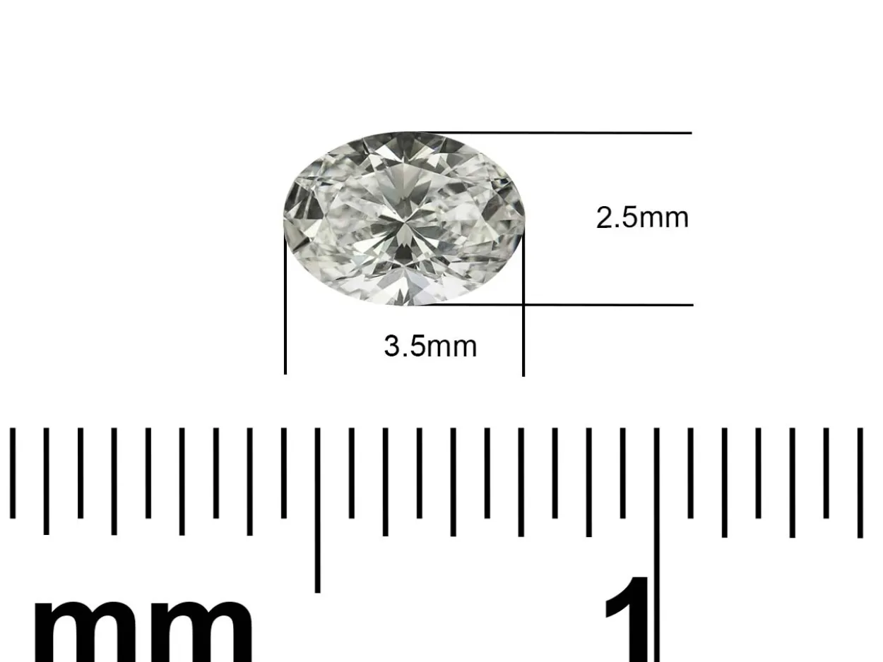 Lab Grown Diamond 0.10ct, Oval Cut, D Colour Vs Clarity, 3.5x2.5mm