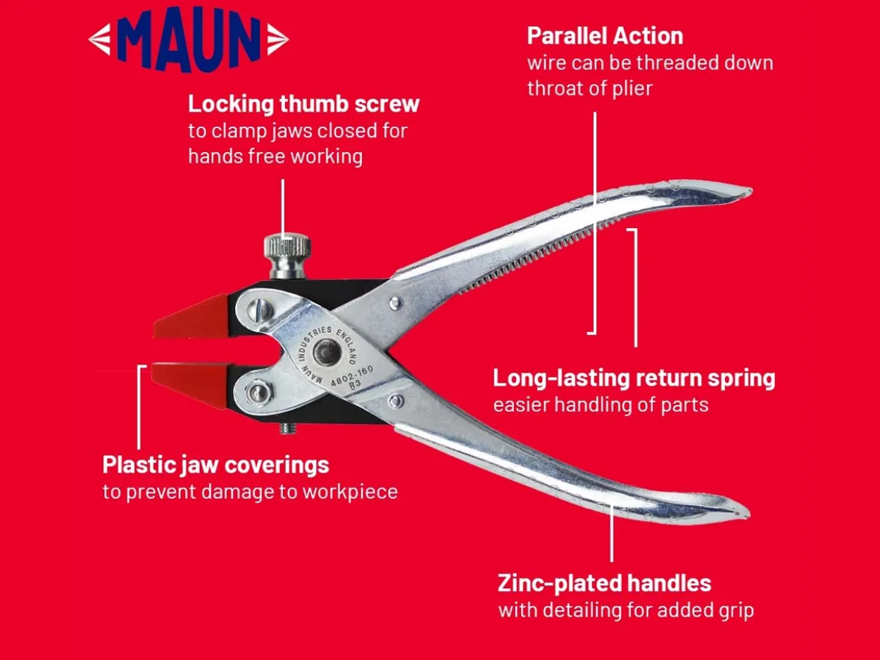 Maun Clamping Pliers 160mm/6.5" Parallel Action, With Plastic Jaw Inserts