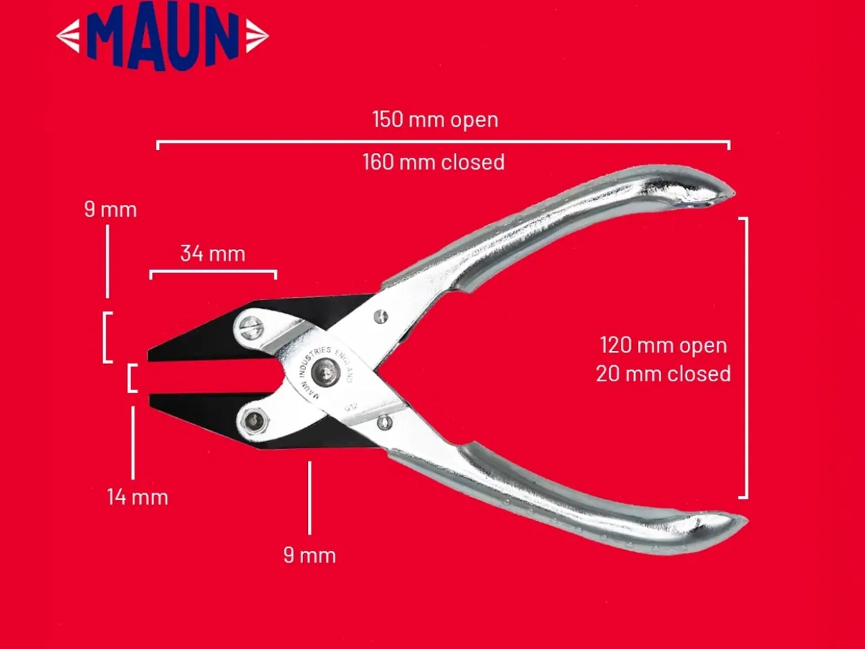 Maun Flat Nose Pliers 160mm/6.5" Parallel Action, With Smooth Jaws