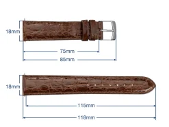 Medium Brown Italian Genuine Crocodile Watch Strap, 18mm