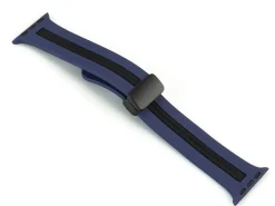 Navy And Black Dual Tone Silicone Strap For Apple Watch, Compatible With 42/44/45/49mm Models