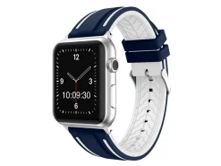 Navy And White Dual Tone Silicone Strap For Apple Watch, Compatible With 42/44/45/49mm Models