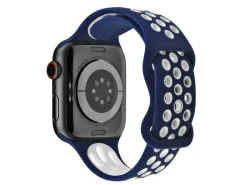 Navy Blue And White Dual Tone Silicone Strap For Apple Watch, Compatible With 38/40/41mm Models