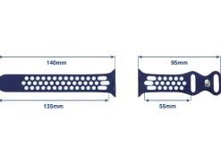 Navy Blue And White Dual Tone Silicone Strap For Apple Watch, Compatible With 38/40/41mm Models