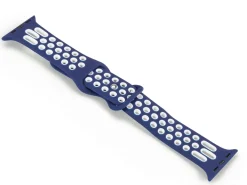 Navy Blue And White Dual Tone Silicone Strap For Apple Watch, Compatible With 42/44/45/49mm Models