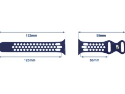 Navy Blue And White Dual Tone Silicone Strap For Apple Watch, Compatible With 42/44/45/49mm Models