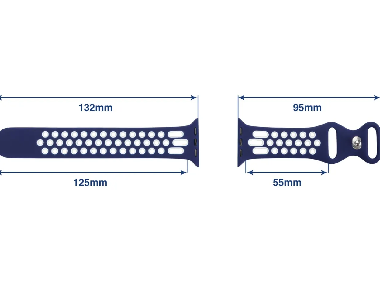 Navy Blue And White Dual Tone Silicone Strap For Apple Watch, Compatible With 42/44/45/49mm Models