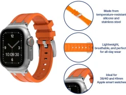 Orange Silicone Strap For Apple Watch, Compatible With 38/40/41mm Models