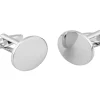 Oval Rhodium Plated Brass Cufflink Engravable