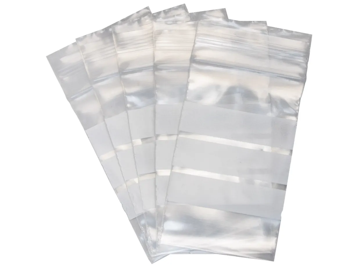 Plastic Bags With Write On Strips Extra Small 35x60mm Resealable Pack of 100