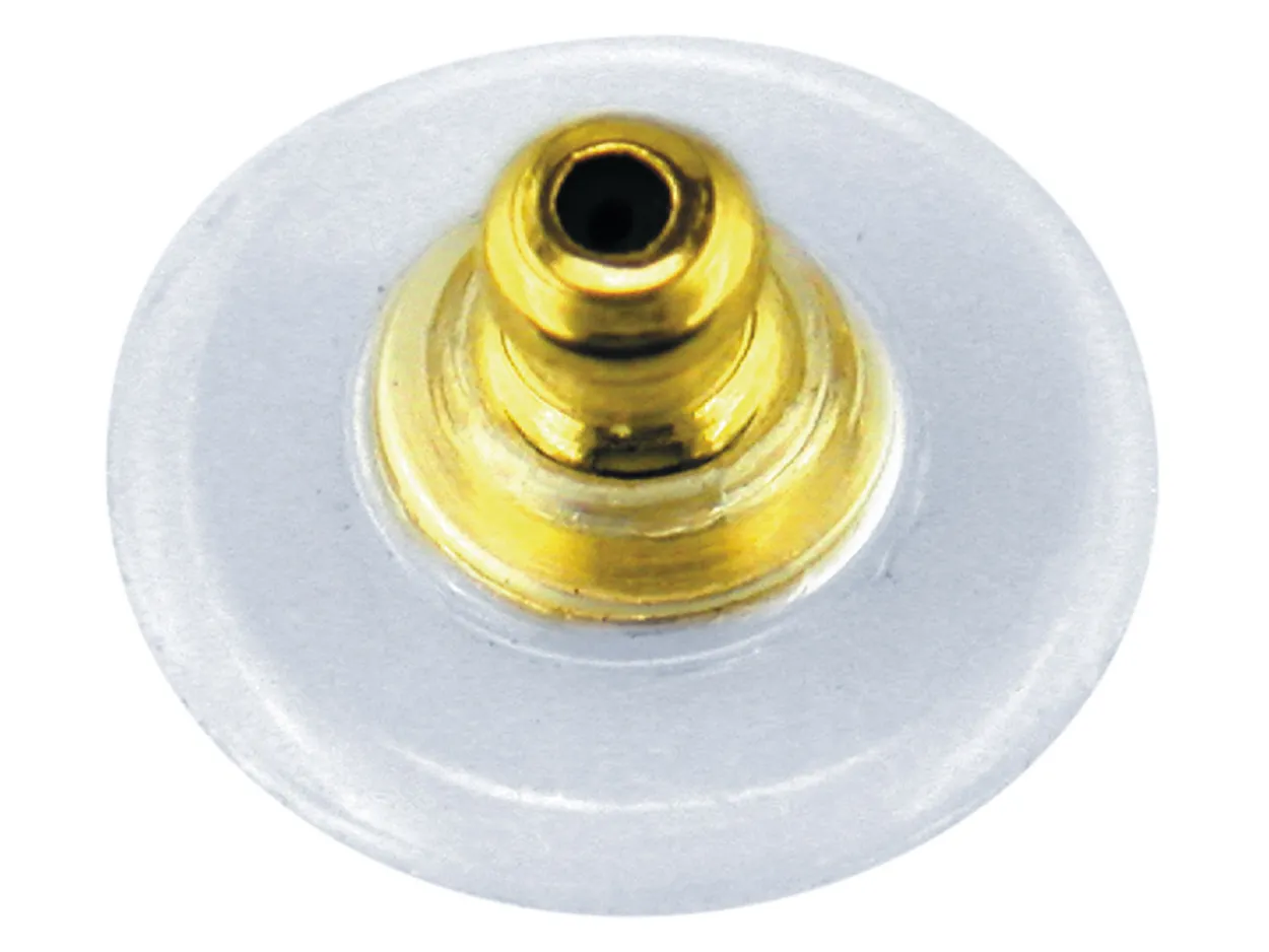 Plastic Ear Backs With Gold Plated Metal Centre Pack of 20