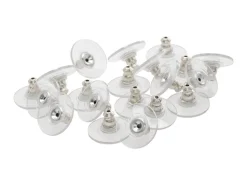 Plastic Ear Backs With Silver Plated Metal Centre Pack of 20