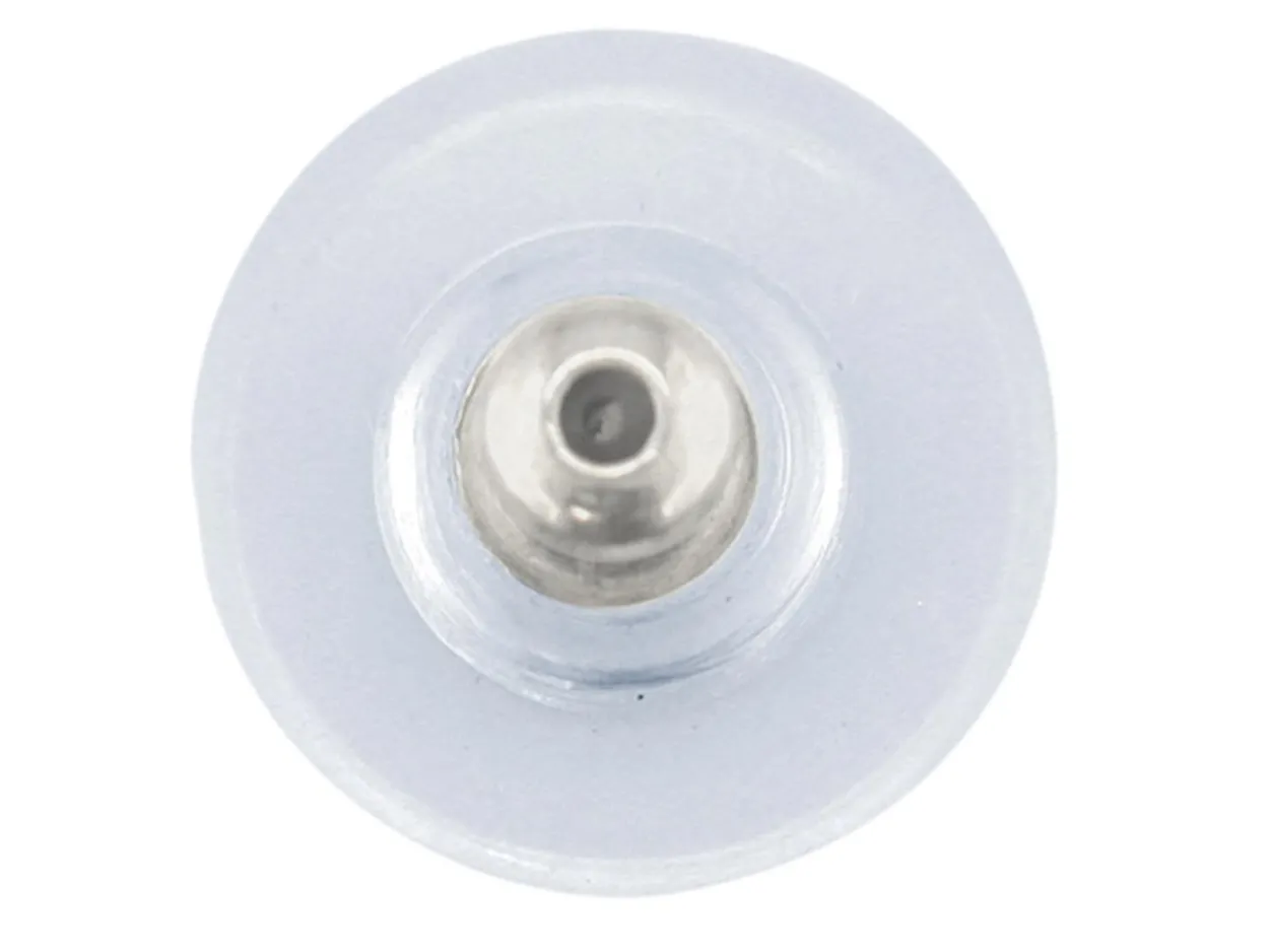 Plastic Ear Backs With Silver Plated Metal Centre Pack of 20