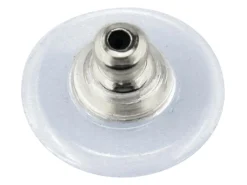 Plastic Ear Backs With Silver Plated Metal Centre Pack of 20