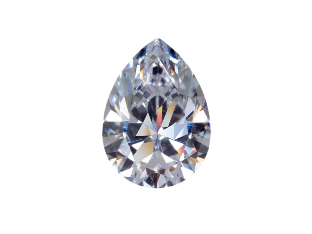 Preciosa Cubic Zirconia, Pear Diamond, 6 X 4mm, White