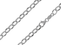 Rhodium Plated 5.4mm Diamond Cut Oval Belcher Chain 18"/45cm Unhallmarked