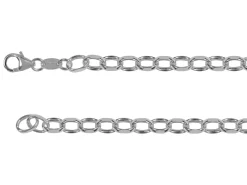 Rhodium Plated 5.4mm Diamond Cut Oval Belcher Chain 18"/45cm Unhallmarked