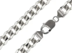 Rhodium Plated 9.3mm Diamond Cut Curb Chain 18"/45cm Unhallmarked