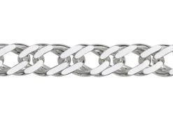 Rhodium Plated 6.4mm Diamond Cut Double Rhombus Curb Chain 18