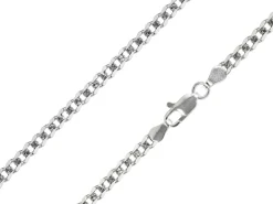 Rhodium Plated 3.6mm Diamond Cut Pavé Curb Chain 18"/45cm Unhallmarked