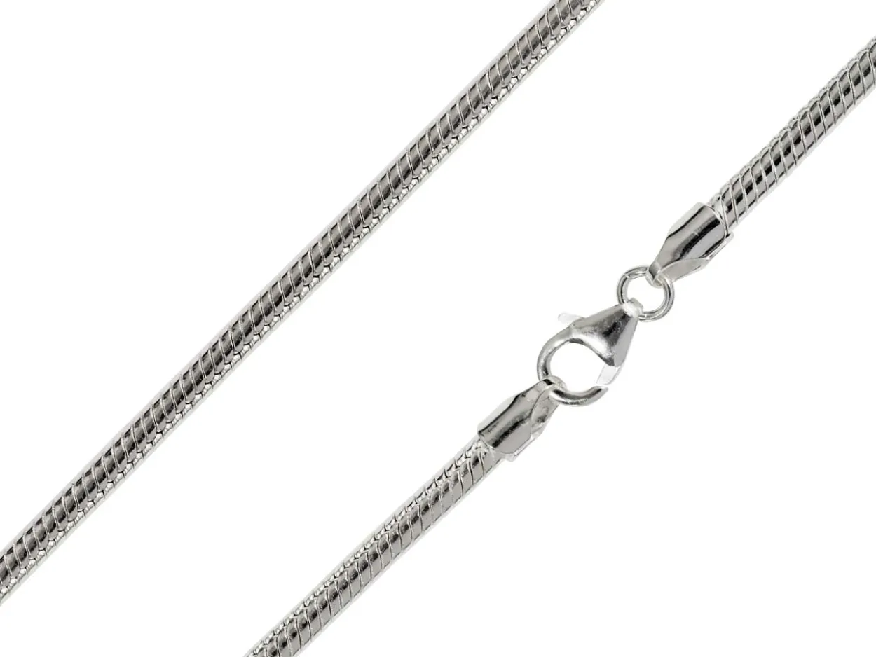 Rhodium Plated 3.1mm Diamond Cut Round Snake Chain 18"/45cm Unhallmarked