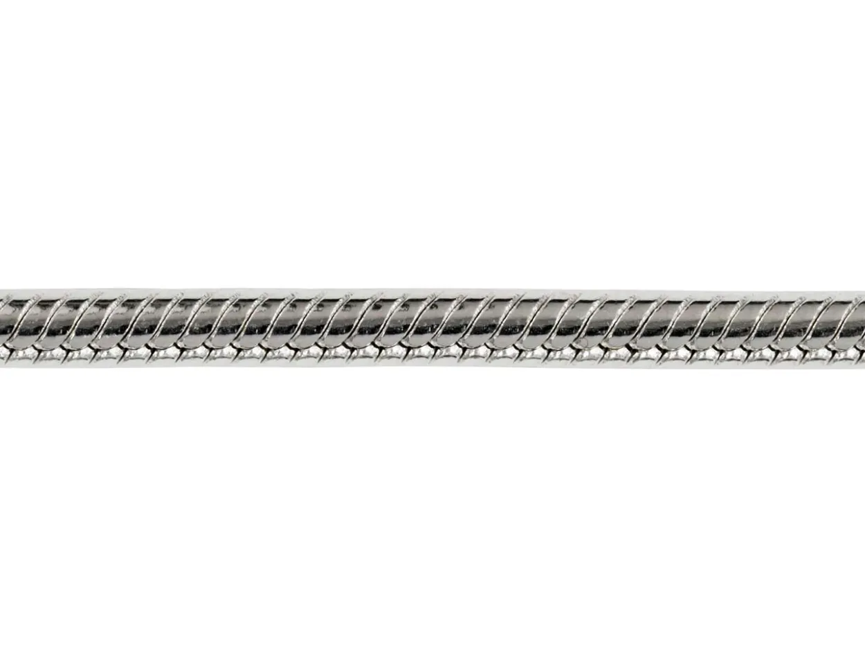 Rhodium Plated 3.1mm Diamond Cut Round Snake Chain 18"/45cm Unhallmarked