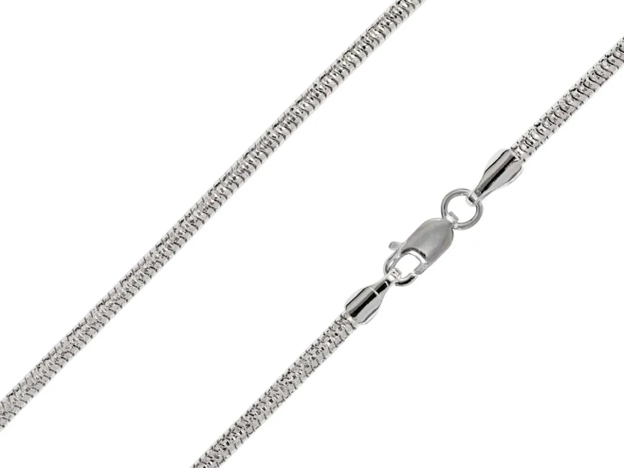 Rhodium Plated 2.8mm Diamond Cut Round Snake Chain 18"/45cm Unhallmarked