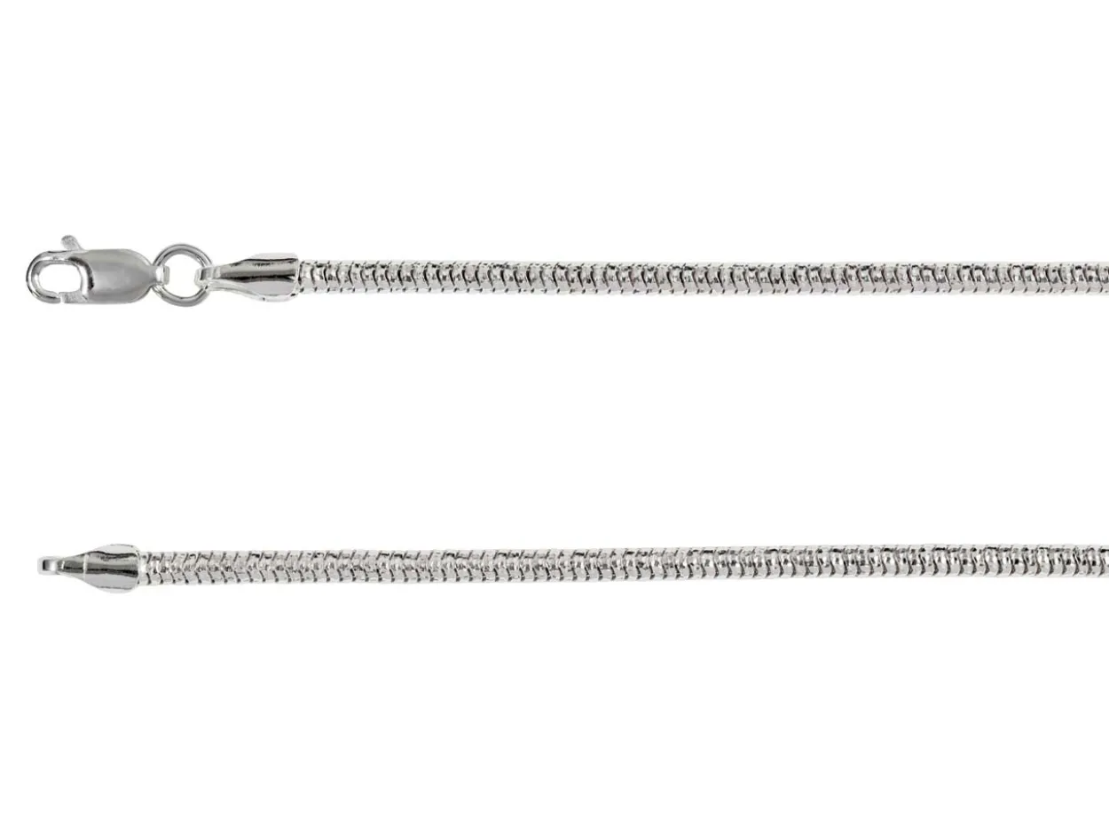Rhodium Plated 2.8mm Diamond Cut Round Snake Chain 18"/45cm Unhallmarked