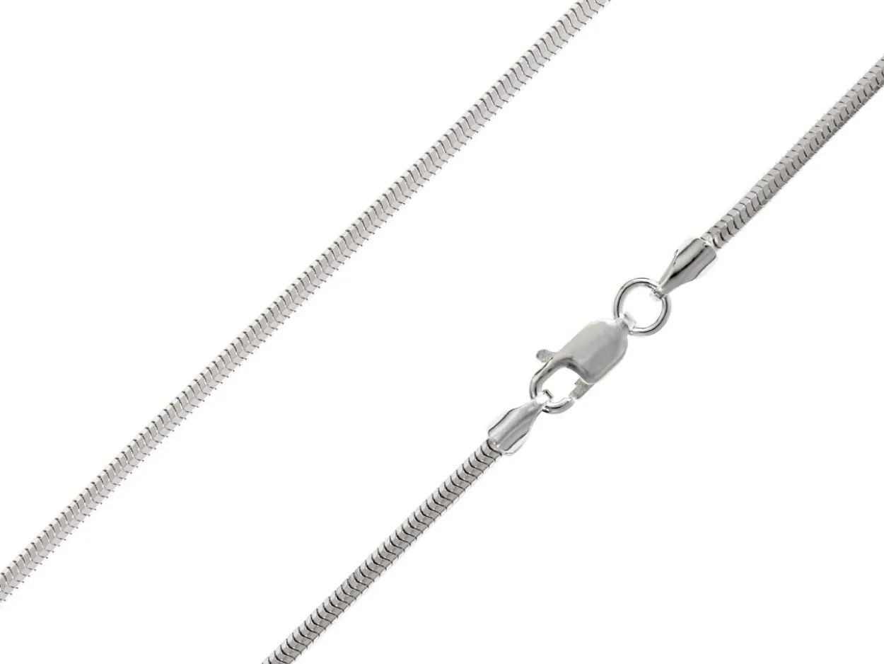 Rhodium Plated 1.9mm Diamond Cut Round Snake Chain 18/45cm Unhallmarked