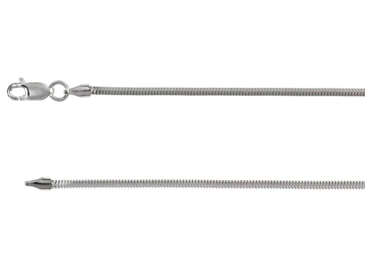 Rhodium Plated 1.9mm Diamond Cut Round Snake Chain 18/45cm Unhallmarked