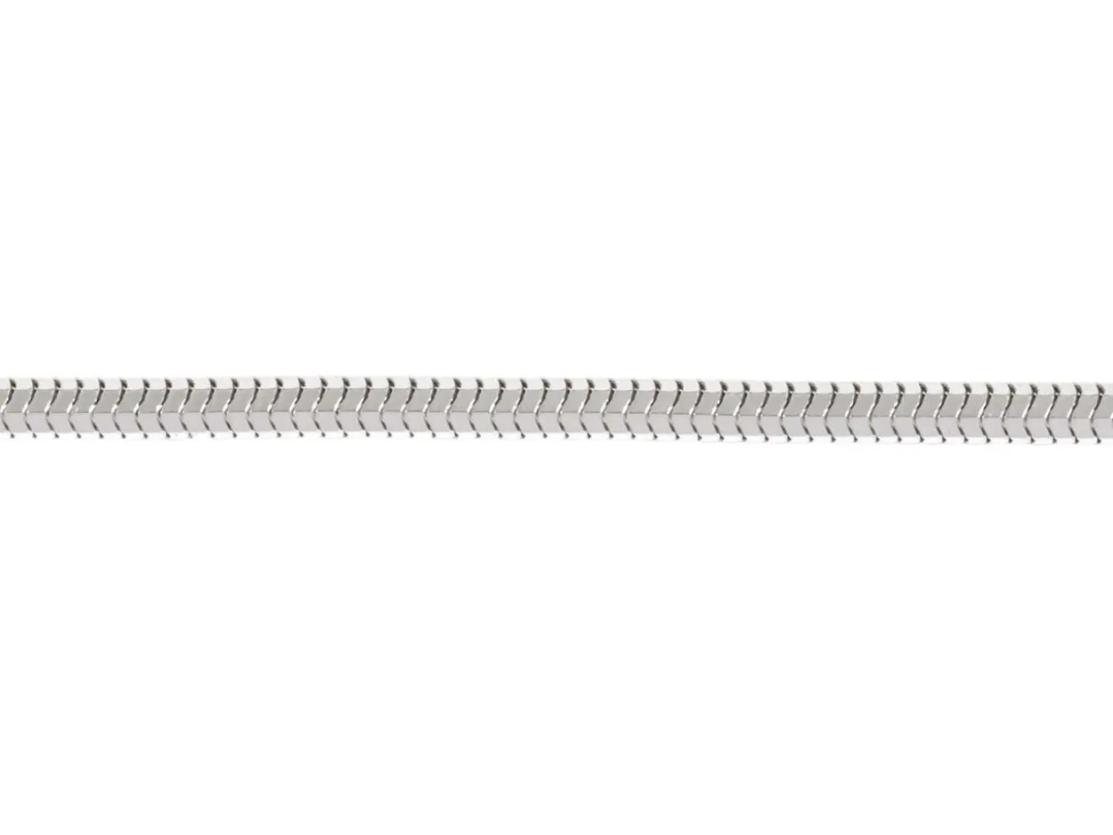 Rhodium Plated 1.9mm Diamond Cut Round Snake Chain 18/45cm Unhallmarked