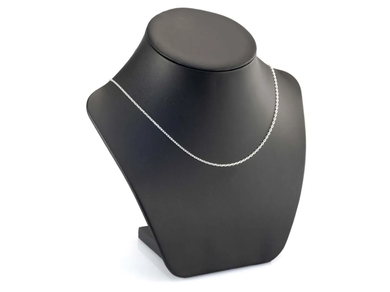 Rhodium Plated 1.7mm Diamond Cut Oval Trace Chain 18"/45cm Unhallmarked