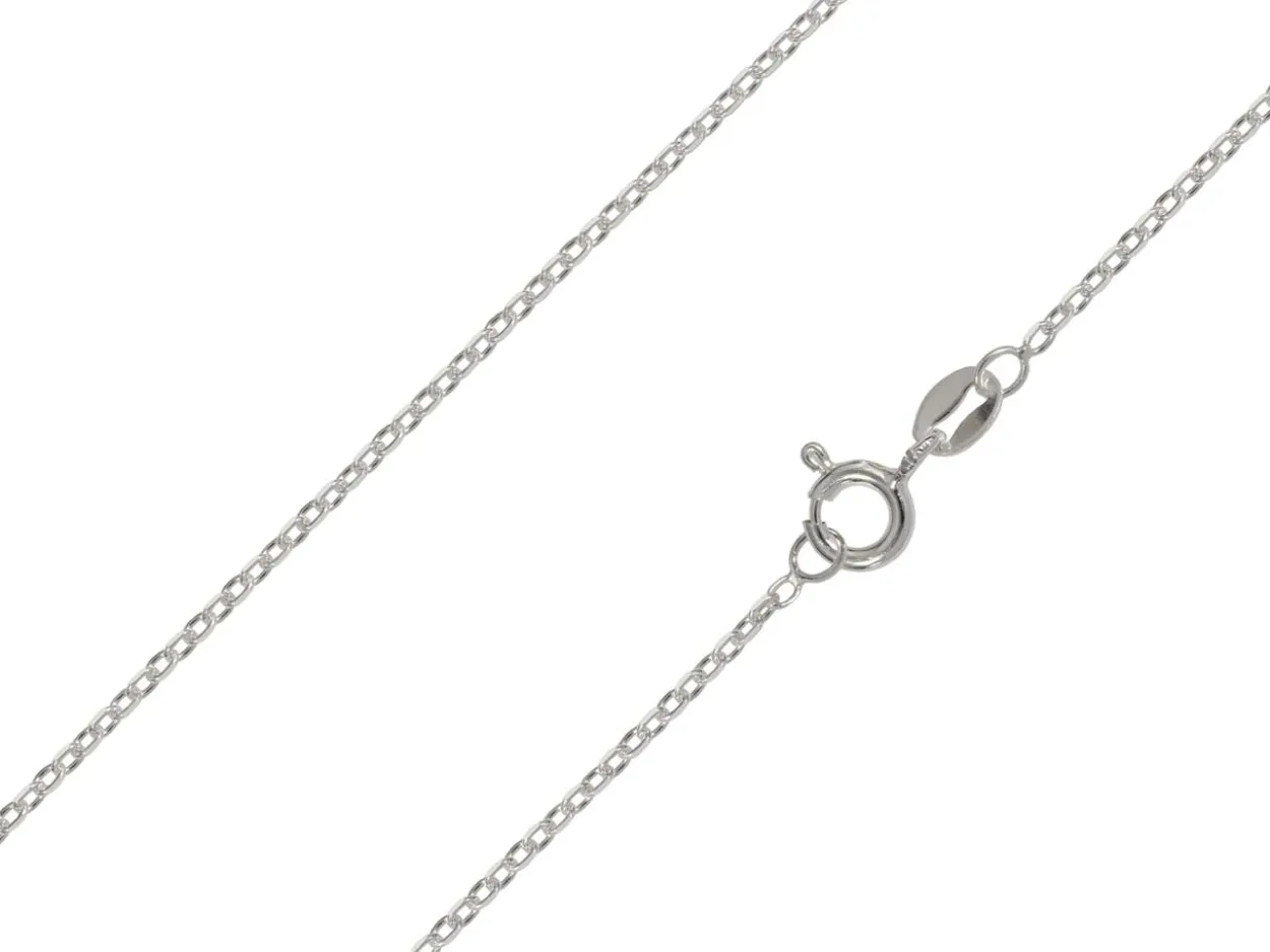 Rhodium Plated 1.4mm Diamond Cut Oval Trace Chain 18"/45cm Unhallmarked
