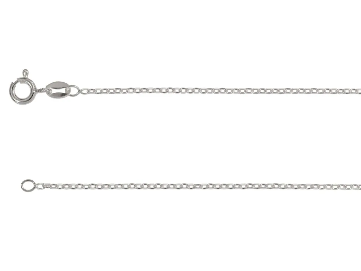 Rhodium Plated 1.4mm Diamond Cut Oval Trace Chain 18"/45cm Unhallmarked