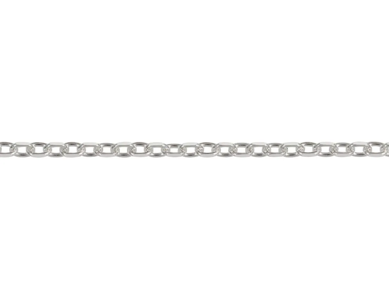 Rhodium Plated 1.4mm Diamond Cut Oval Trace Chain 18"/45cm Unhallmarked