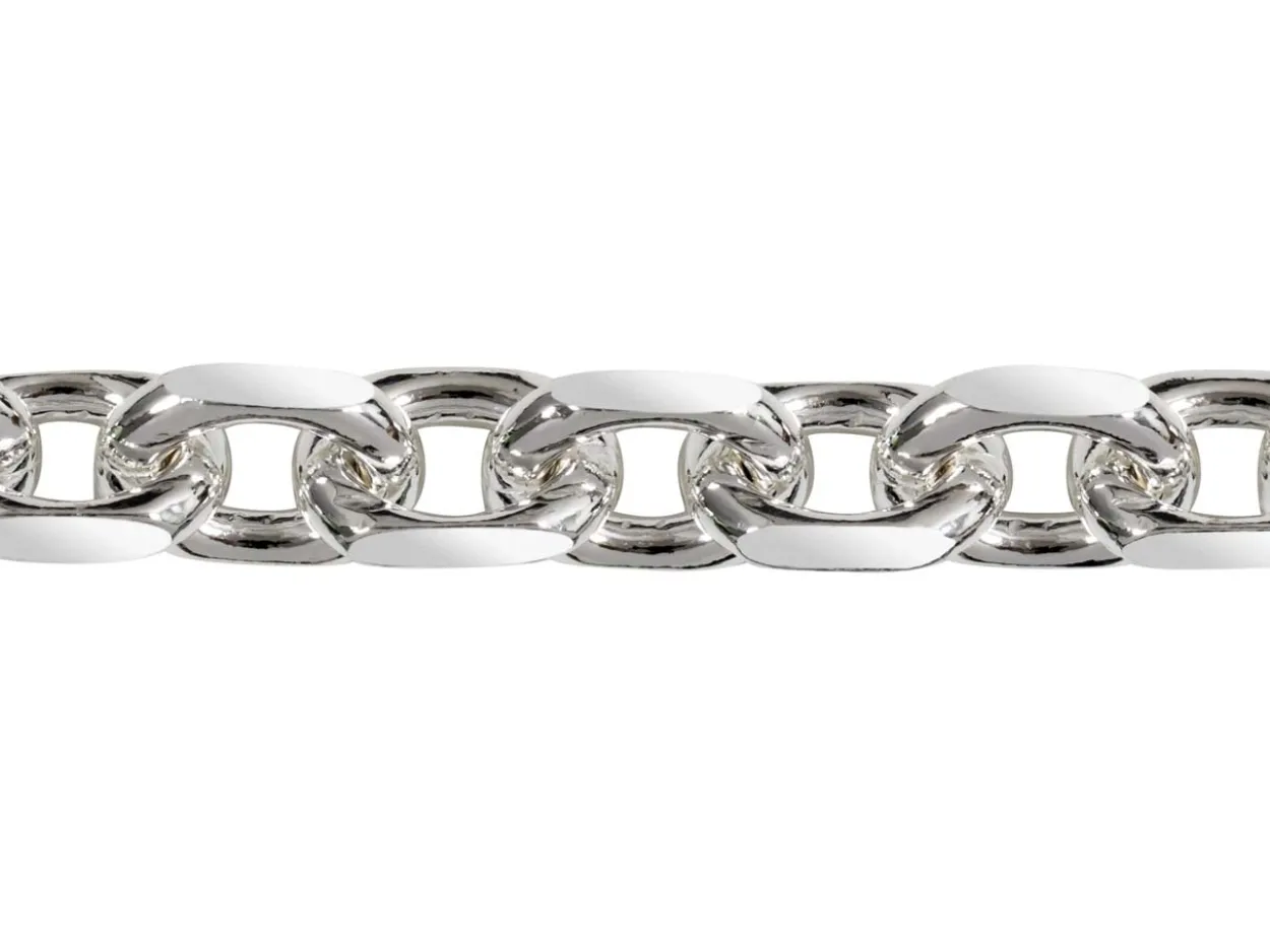 Rhodium Plated 5.3mm Diamond Cut Oval Trace Chain 18"/45cm Unhallmarked