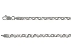 Rhodium Plated 3.9mm Diamond Cut Oval Trace Chain 18"/45cm Unhallmarked