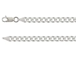 Rhodium Plated 5.7mm Flat Filed Curb Chain 18"/45cm Unhallmarked